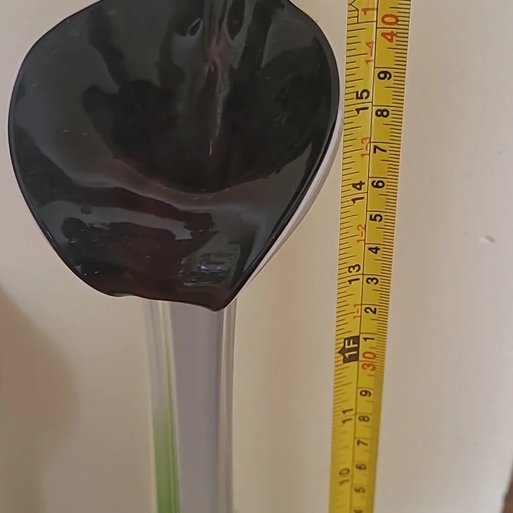 Jack In The Pulpit Elegant Green and Black Glass Vases Set